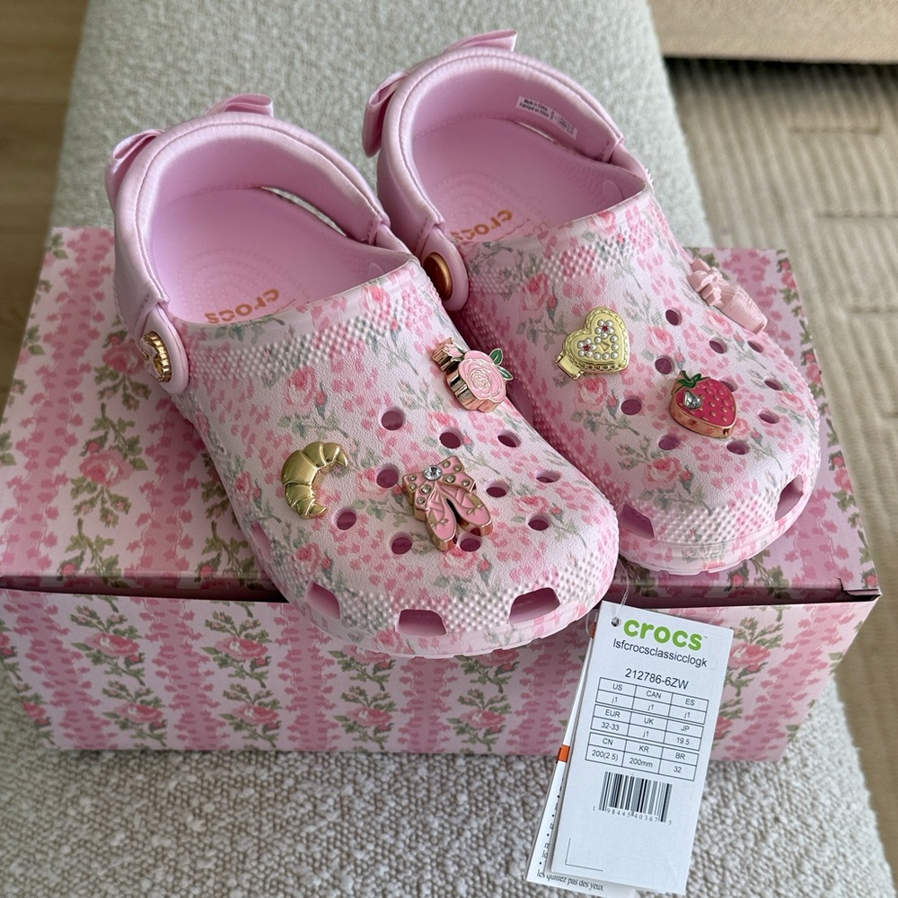 LoveShackFancy x Crocs Pink Milk kids size 1 NWT